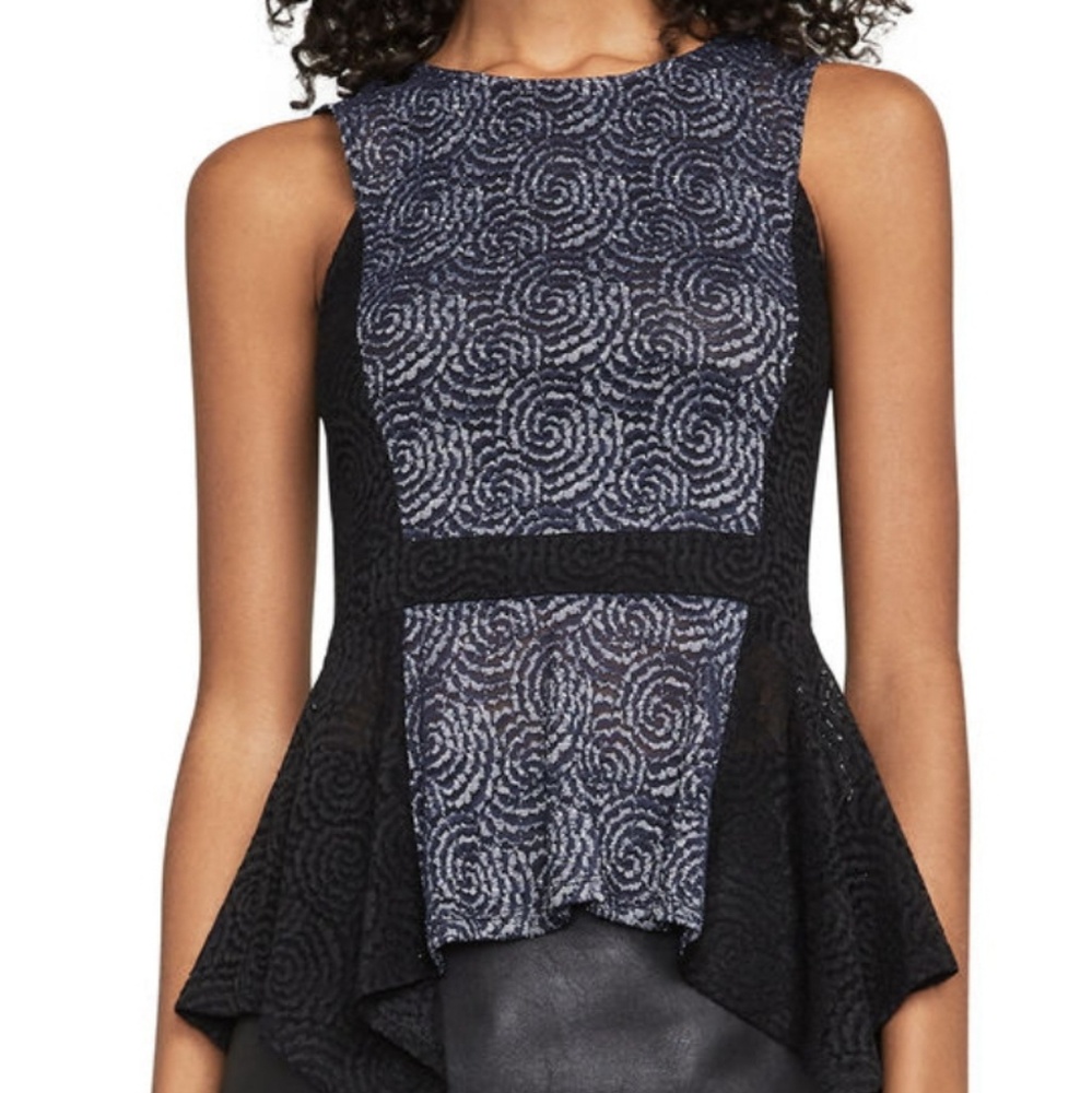 NWT Bcbgmaxazria Seren Lace Peplum Top